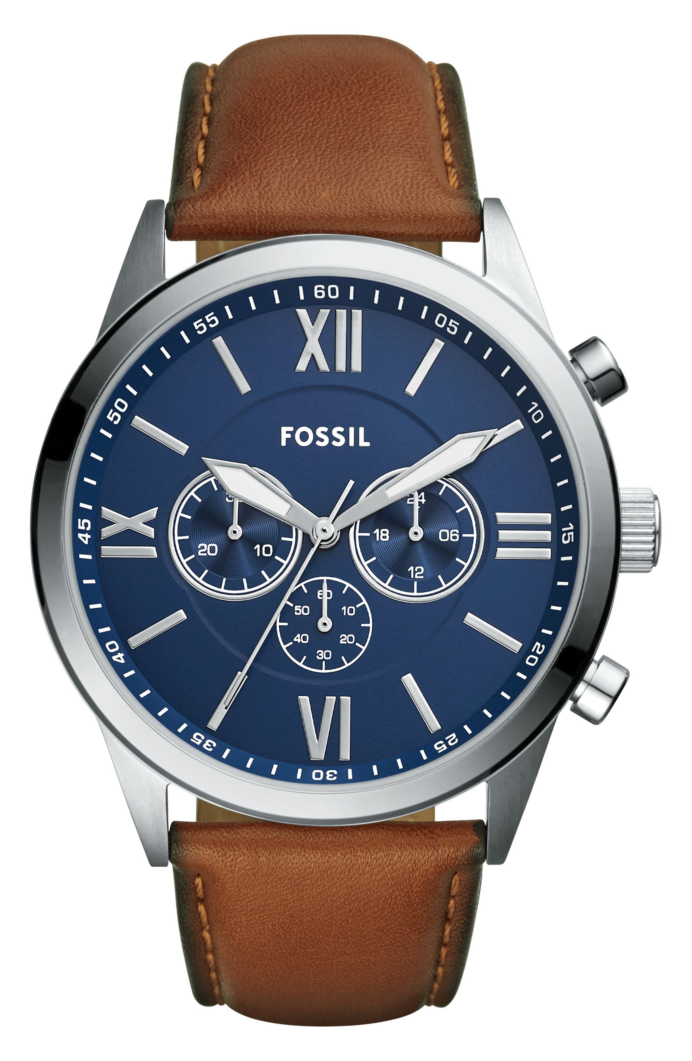 Flynn Leather Strap Chronograph Watch, 48mm