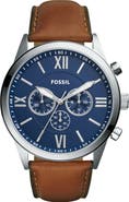 Fossil Flynn Leather Strap Chronograph Watch, 48mm