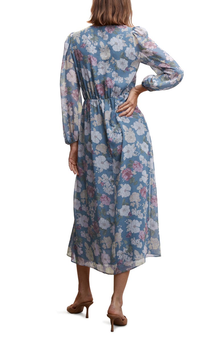 MANGO Floral Long Sleeve Chiffon Dress, Alternate, color, 