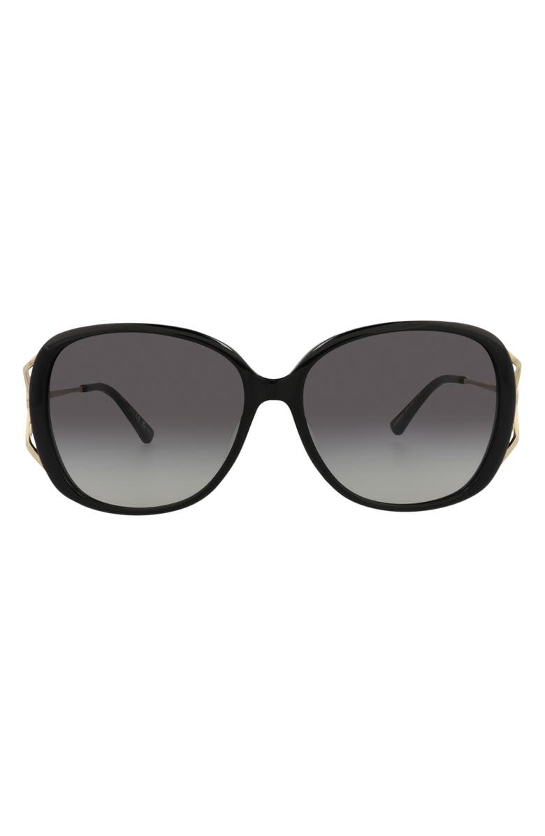 Gucci 58mm Oval Sunglasses, Main, color, Black Gold Grey