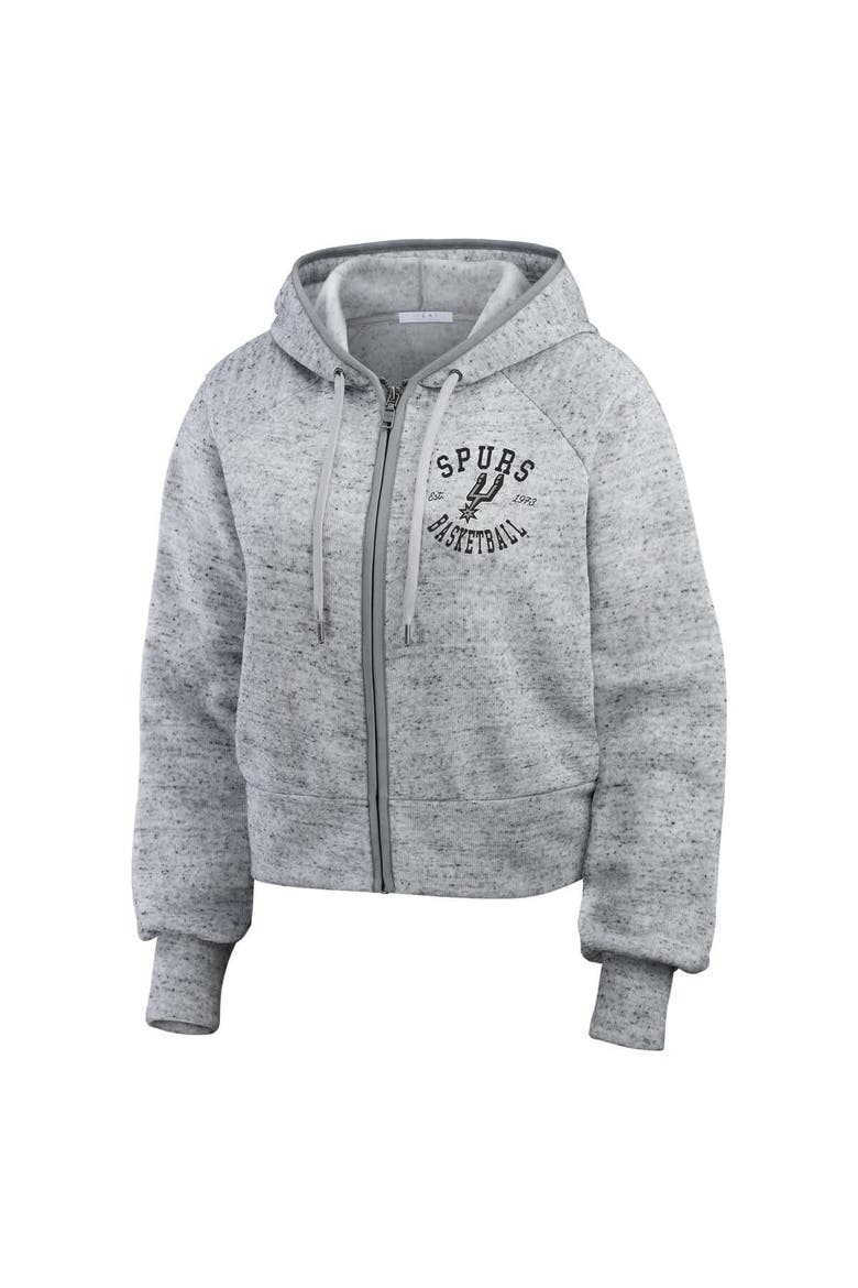 Women's WEAR by Erin Andrews Heather Gray San Antonio Spurs Speckled Radiator Full-Zip Hoodie, Alternate, color, Heather Gray