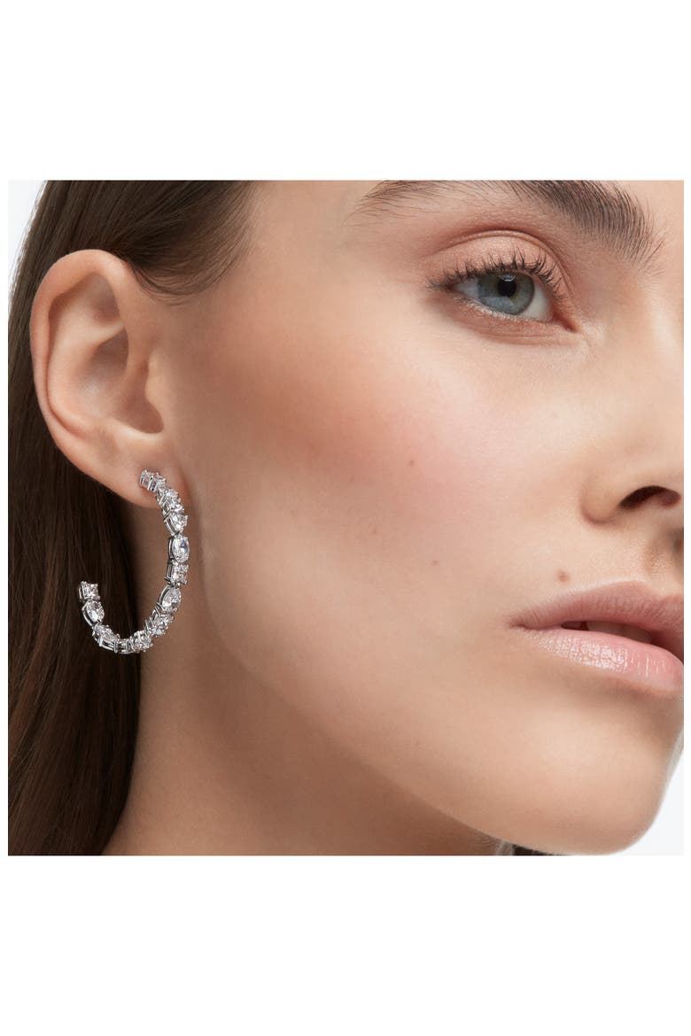 Mesmera Hoop Earrings, Alternate, color, SILVER
