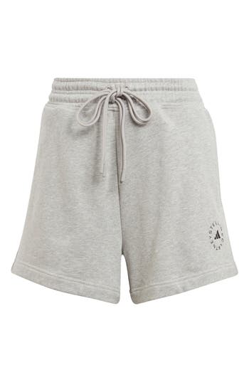Adidas By Stella Mccartney Truecasuals Organic Cotton Drawstring Sweat Shorts In Gray