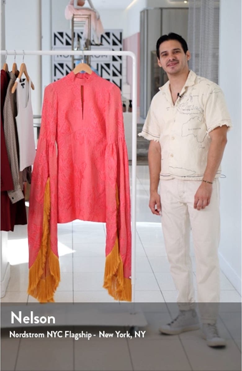 Leonard Floral Cutout Fringe Long Sleeve Minidress, sales video thumbnail