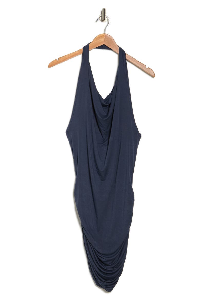 Drape Halter Dress, Alternate, color, NAVY