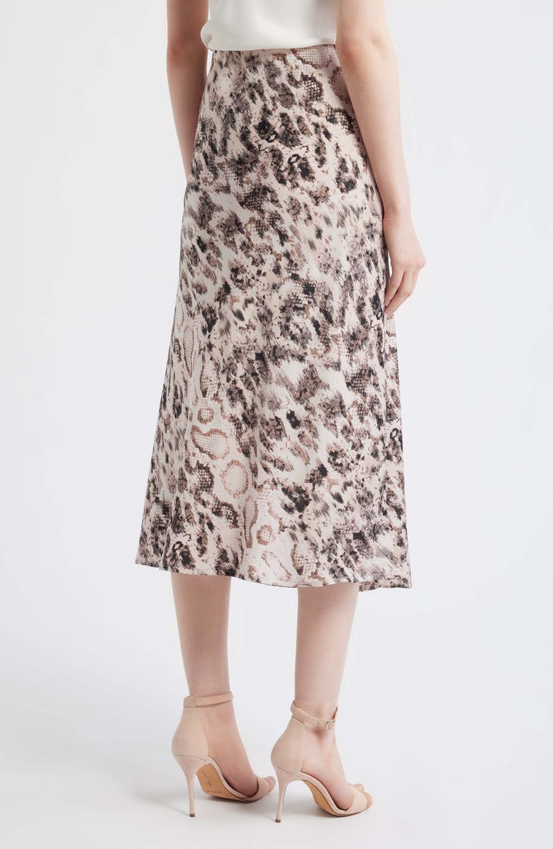 Tahari ASL Print Satin Maxi Skirt, Alternate, color, Mocha Snake