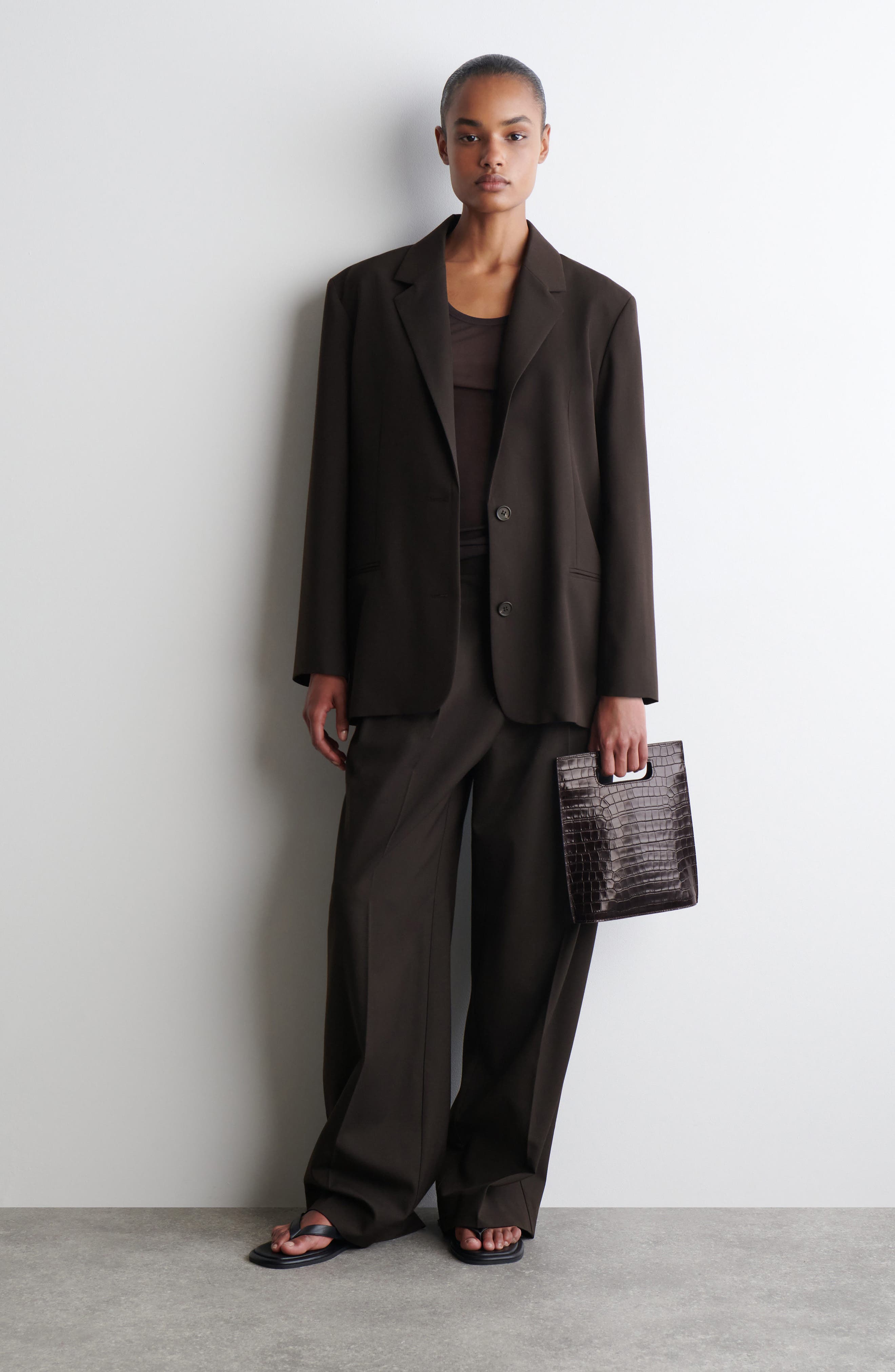 COS Small Croc Embossed Leather Crossbody Bag, Alternate, color, 