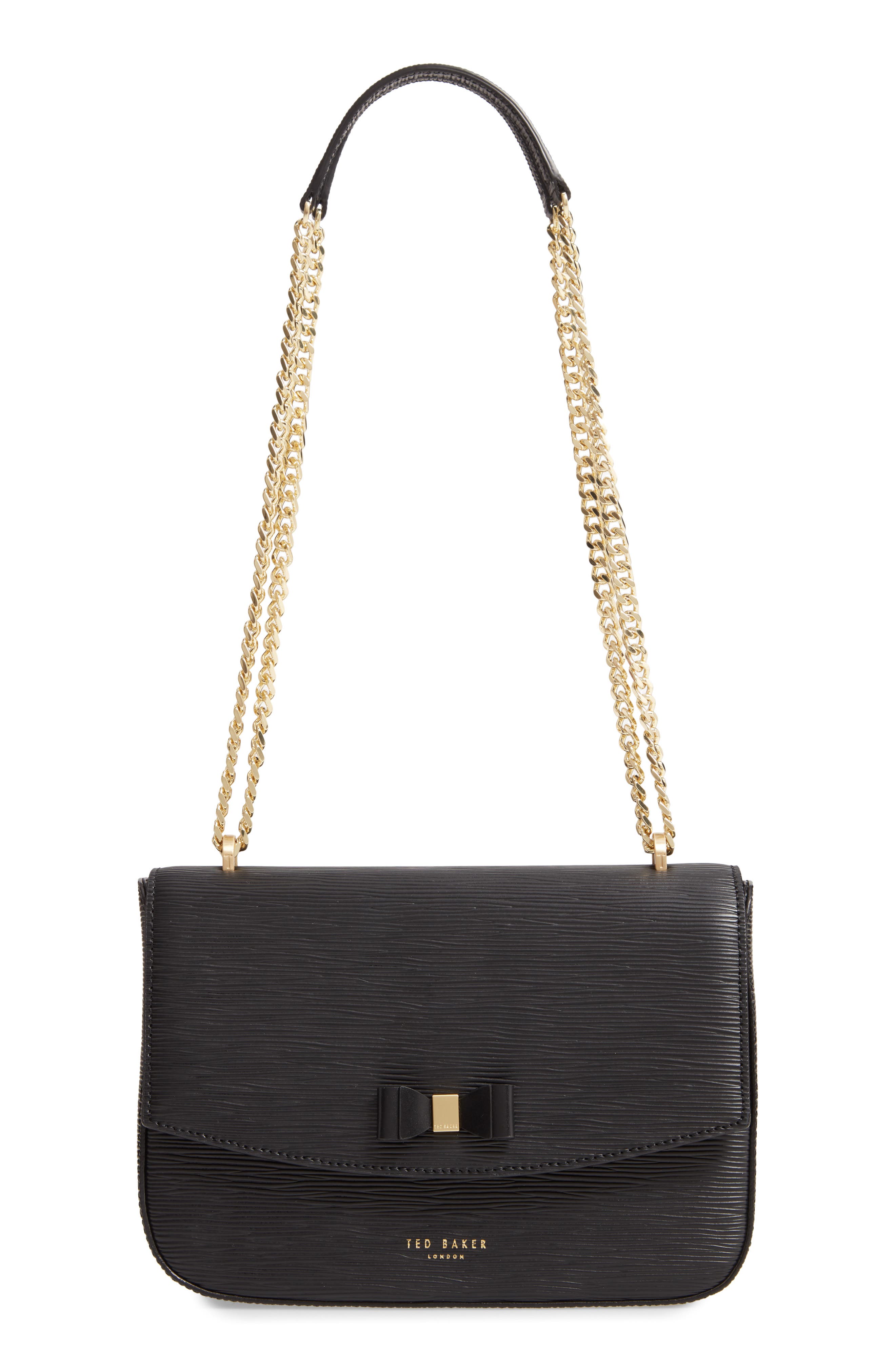 Ted Baker London Danieel Bow Leather Crossbody Bag, Main, color, 