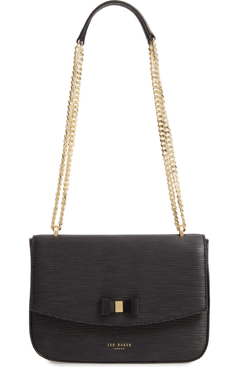 Ted Baker London Danieel Bow Leather Crossbody Bag, Main, color,