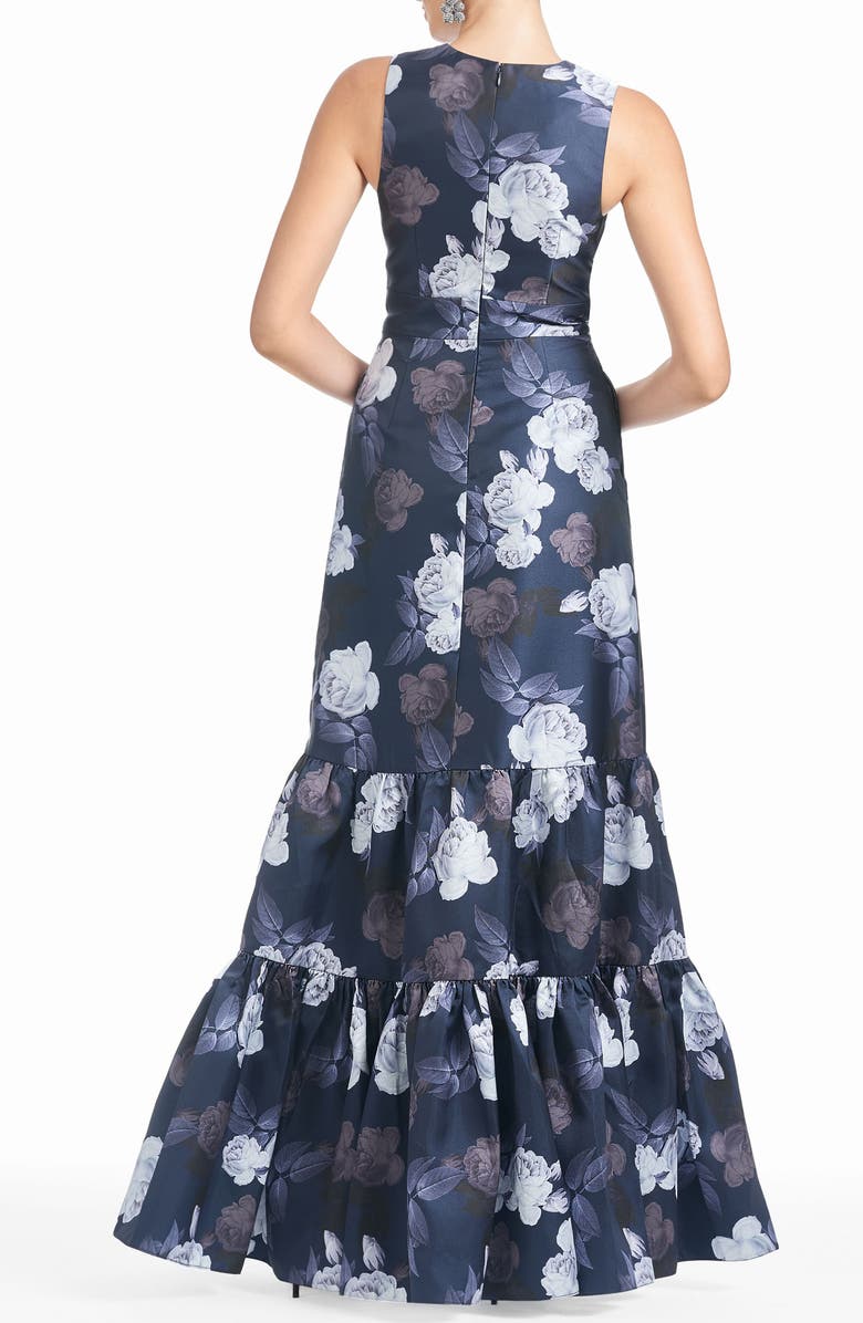Sachin & Babi Rori Floral Print Ruffle Hem Mikado Gown, Alternate, color,