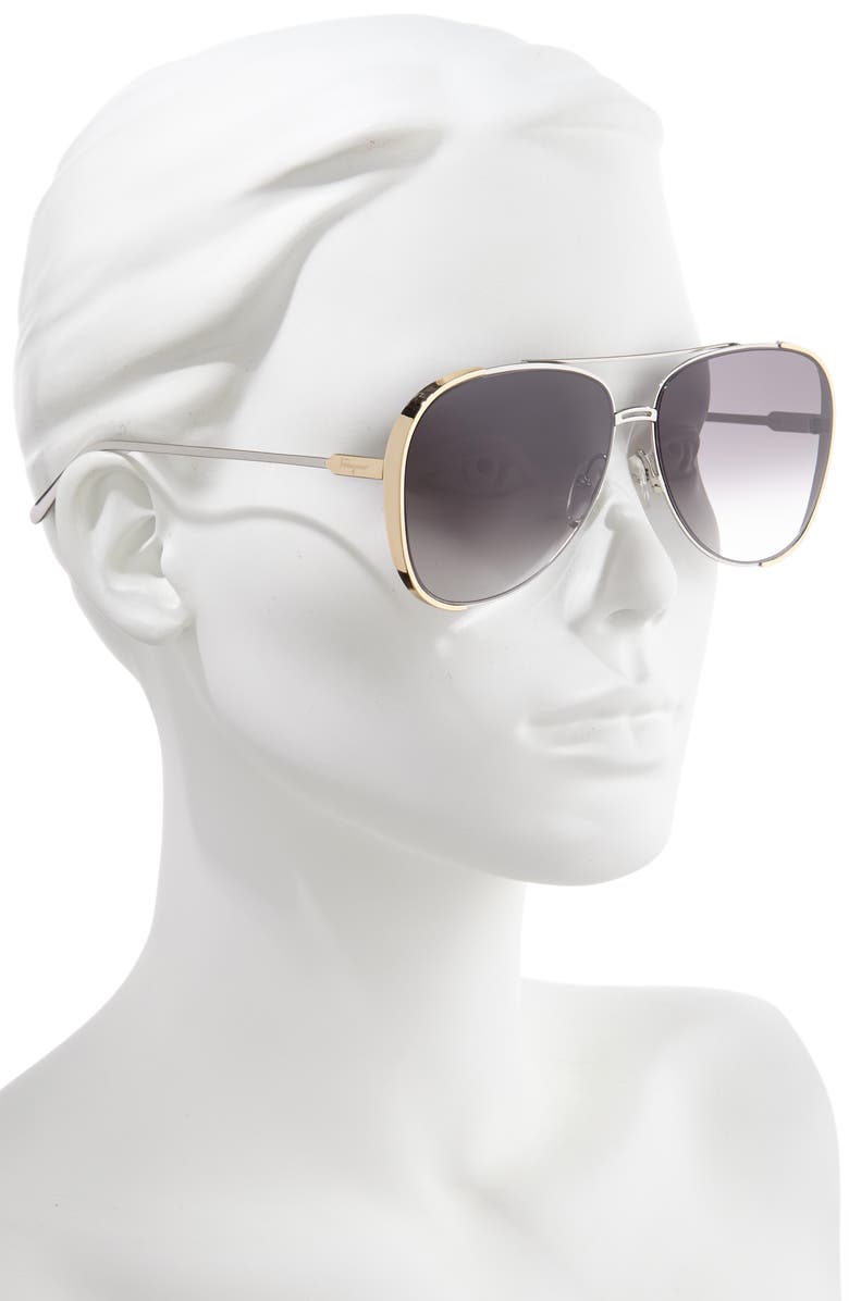 FERRAGAMO Salvatore Ferragamo 62mm Aviator Sunglasses, Alternate, color, 