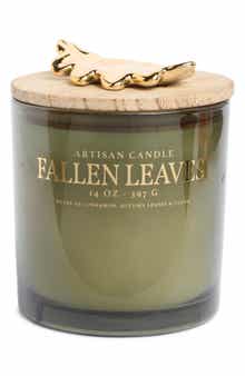 Fallen Leaves Icon Lid Glass Jar Candle