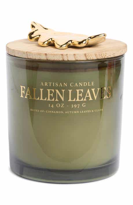 Fallen Leaves Icon Lid Glass Jar Candle