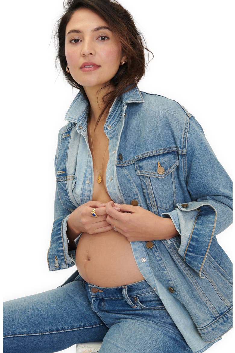 The Classic Maternity Jean Jacket, Alternate, color, LIGHT WASH