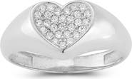 SPHERA MILANO 14K Gold Plate Heart Shape CZ Signet Ring