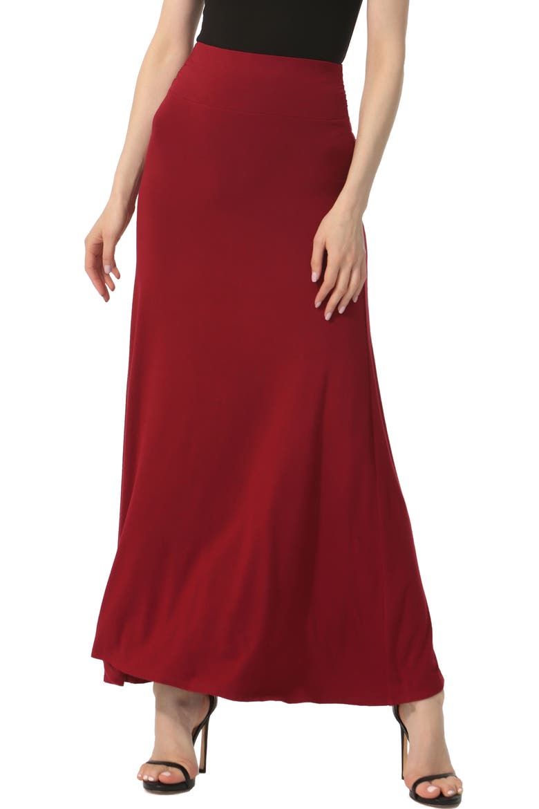 Women's Waist Ruched Maxi Skirt, Main, color, Wine