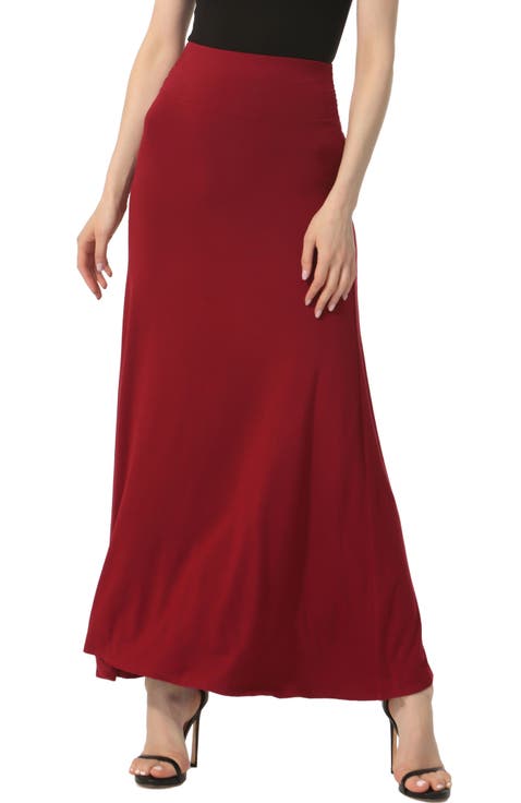 Women's Waist Ruched Maxi Skirt