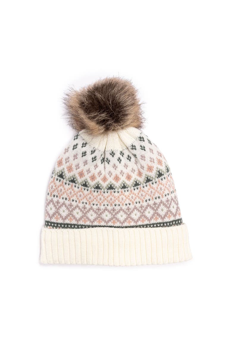 Women's Cuffed Wool Cap with Pom, Main, color, Sage Multi