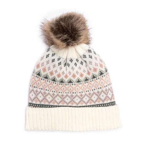 Women's Cuffed Wool Cap with Pom