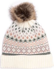 MUK LUKS Women's Cuffed Wool Cap with Pom