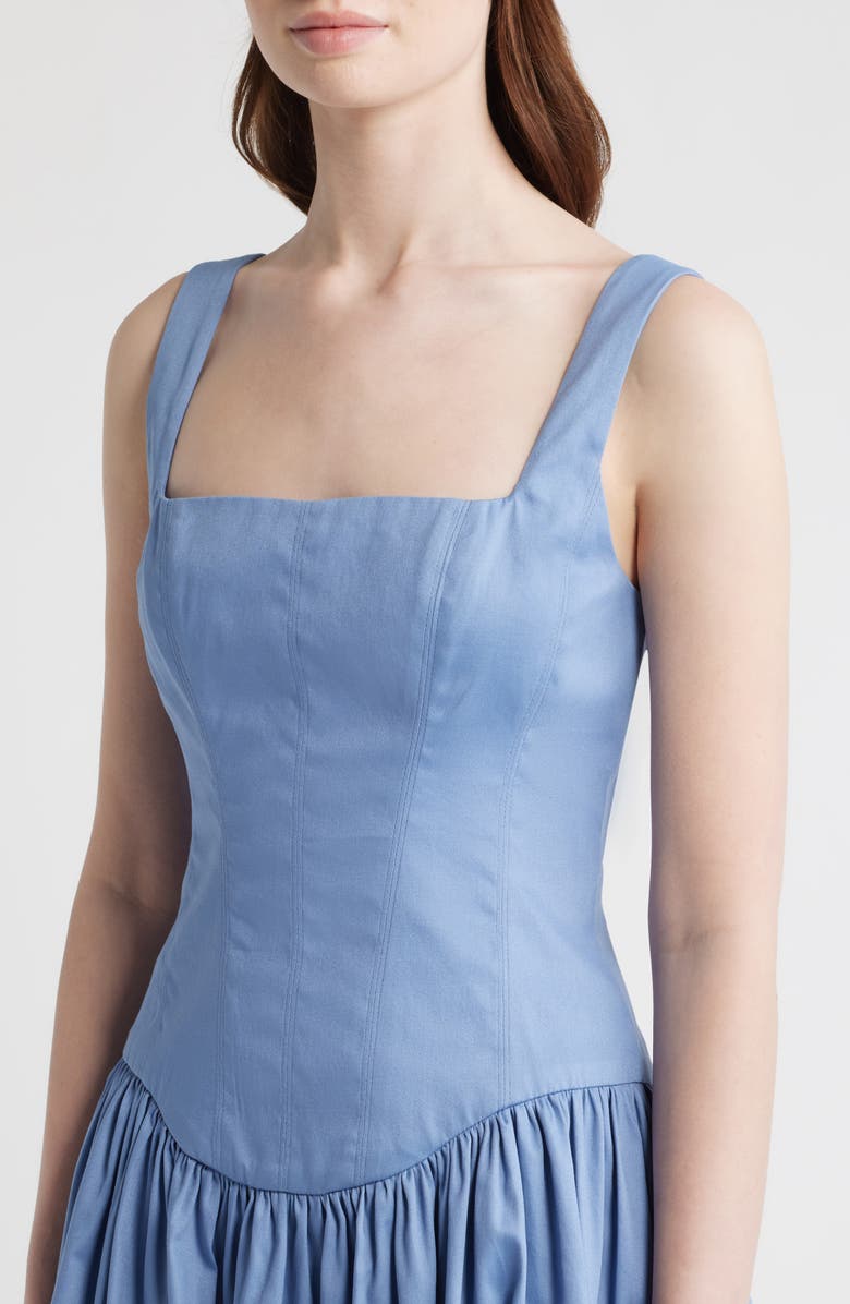 Black Halo Birdie Drop Waist Fit & Flare Midi Dress, Alternate, color, Cornflower Blue