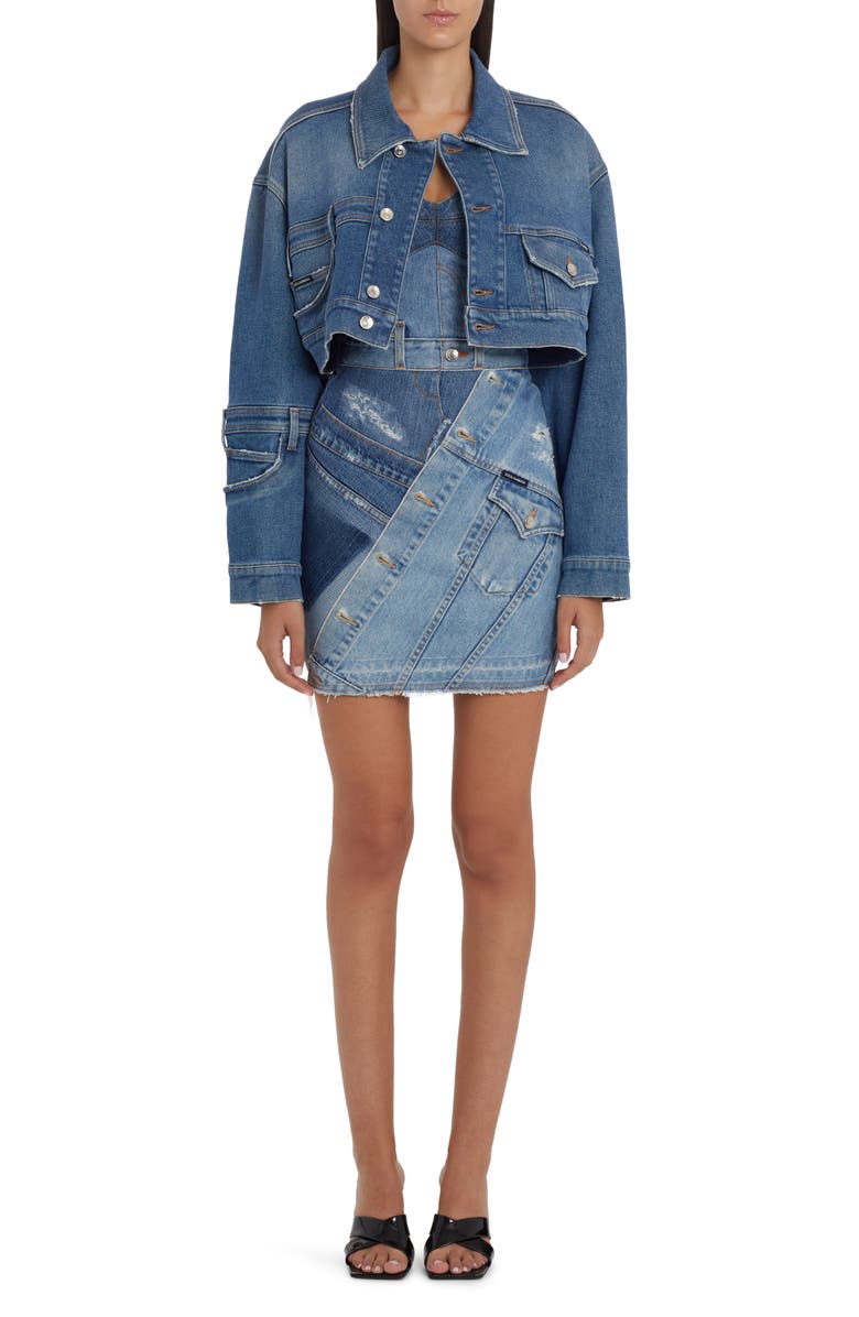 Dolce&Gabbana Crop Stretch Denim Jacket, Alternate, color,