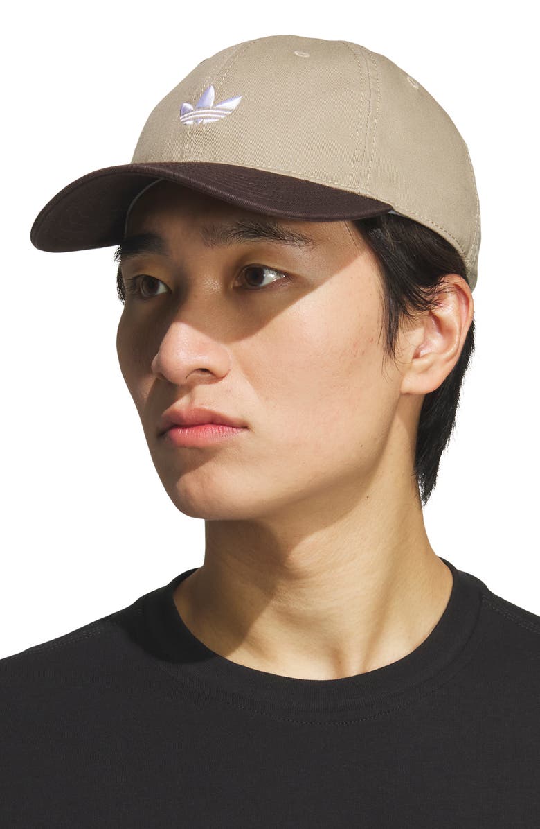 adidas Trefoil Adjustable 6-Panel Baseball Cap, Alternate, color, Cargo/ Coffee Brown/ White