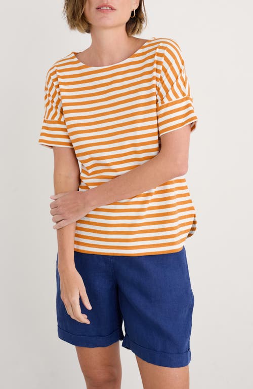 Seasalt Cornwall Bryher View Stripe Organic Cotton T-shirt In Orange