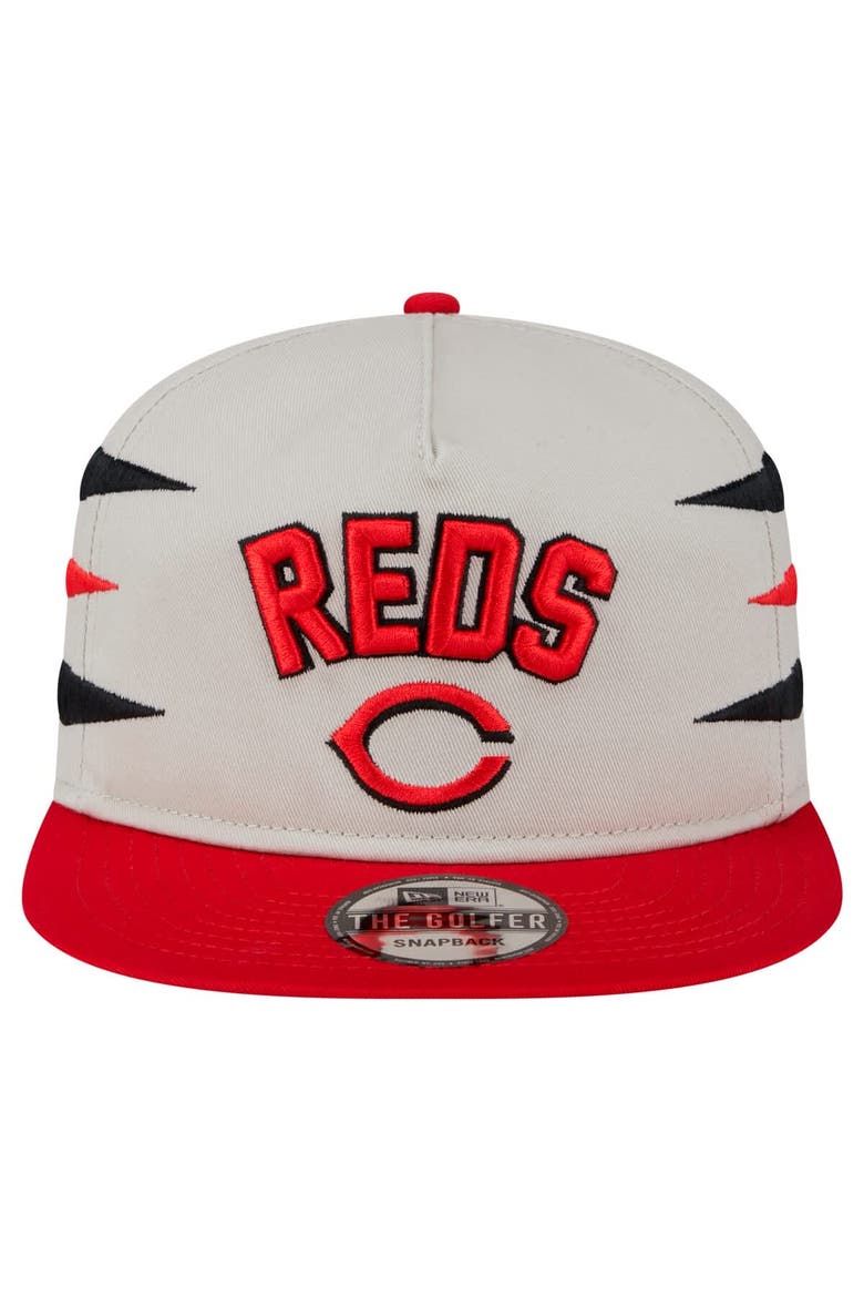 Men's New Era Cream Cincinnati Reds Iron Golfer Snapback Hat, Alternate, color, Cream