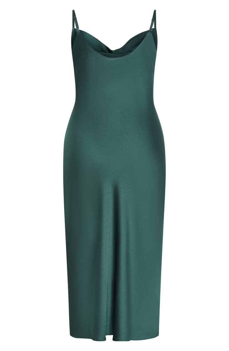 City Chic Satin Slipdress, Alternate, color, Forest