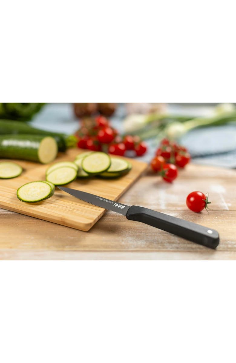 Kuhn Rikon ICED Serrated Paring Knife 3.5-Inch, Ice Hardened German Stainless Blade, Alternate, color, Black