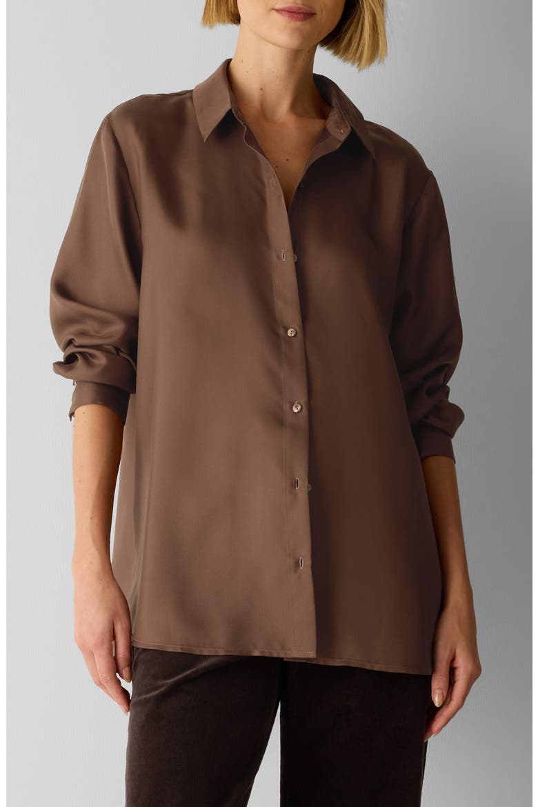 Silk Long Shirt, Main, color, HAZELWOOD