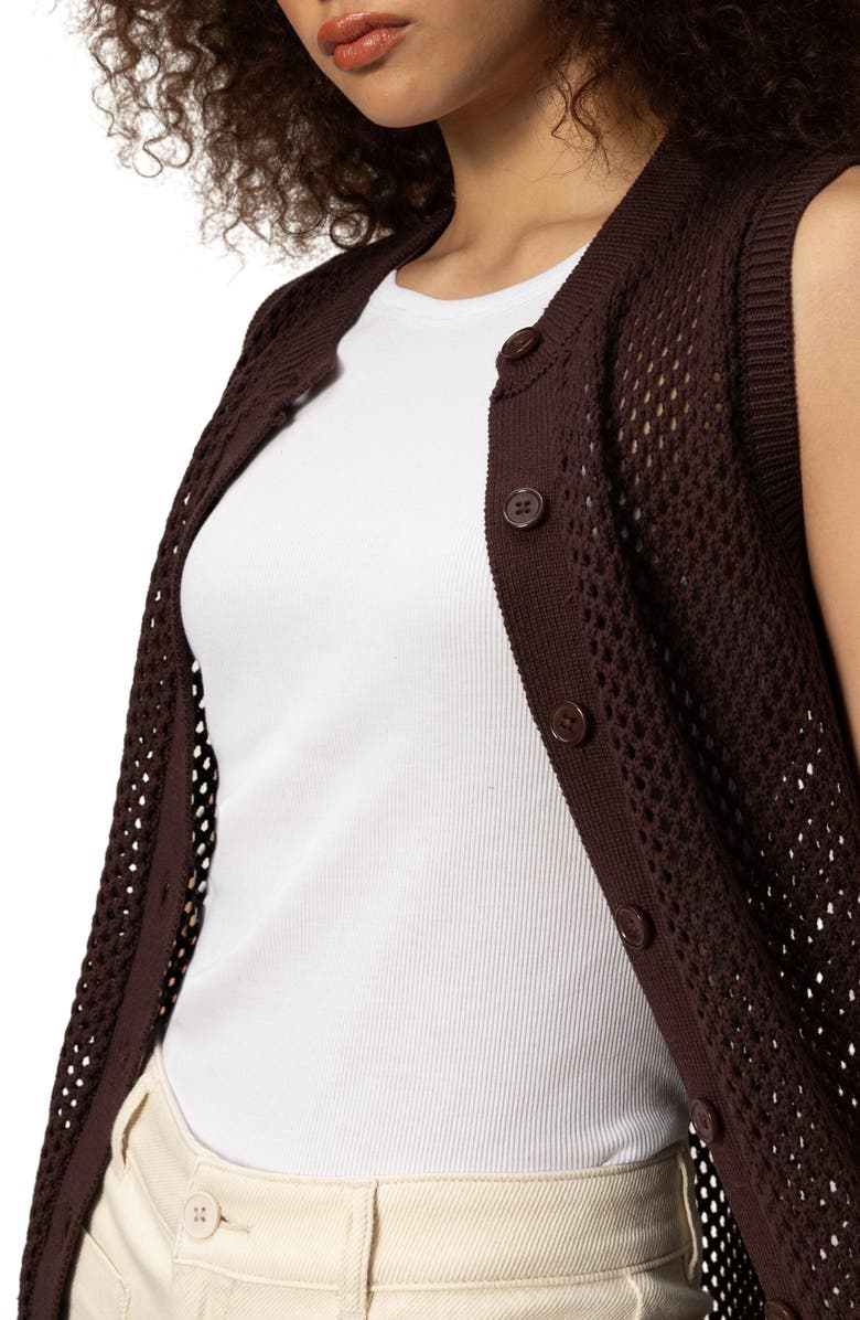 Sanctuary Open Stitch Longline Cotton Vest, Alternate, color, Mesa