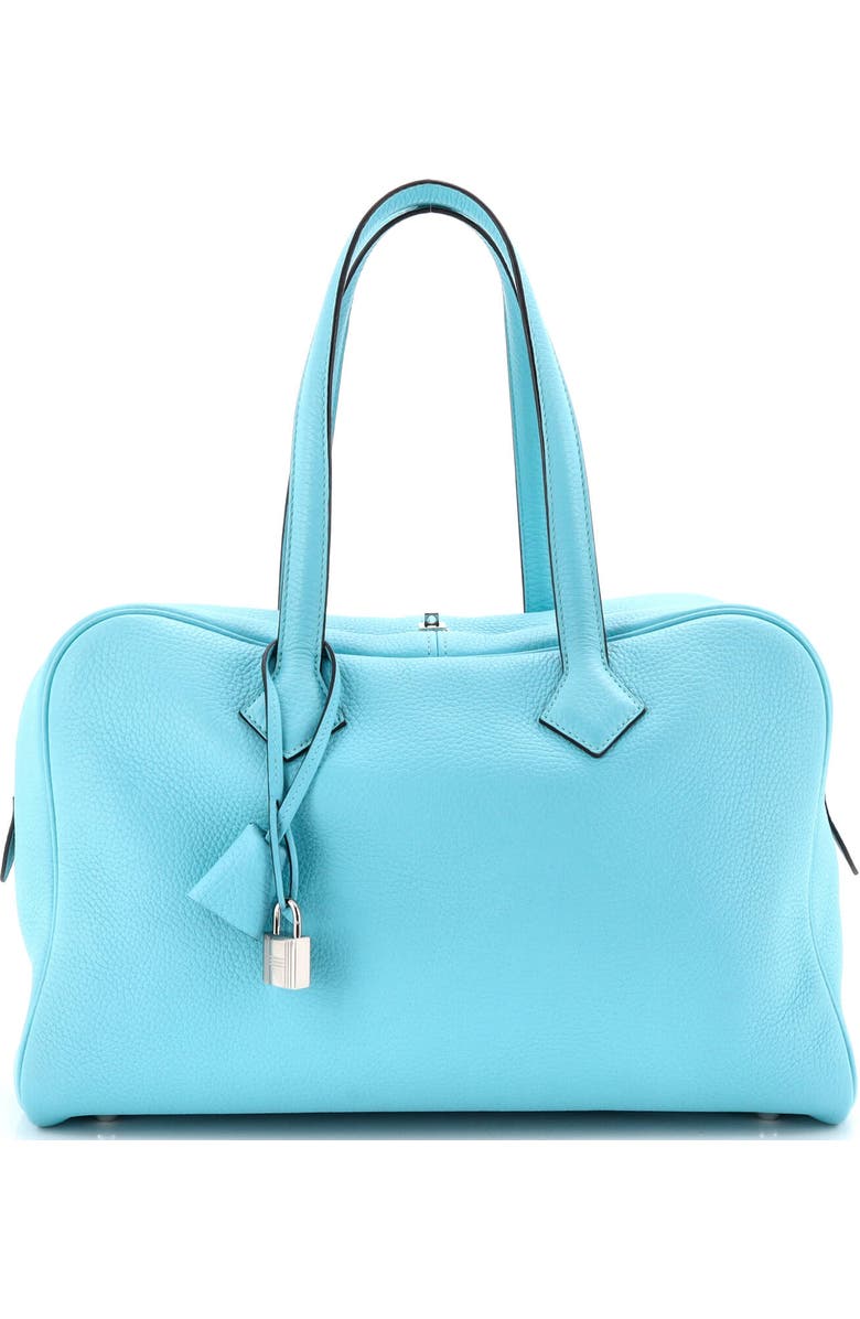 Pre-Owned Hermes Victoria II Bag Clemence 35, Main, color, Bleu Atoll