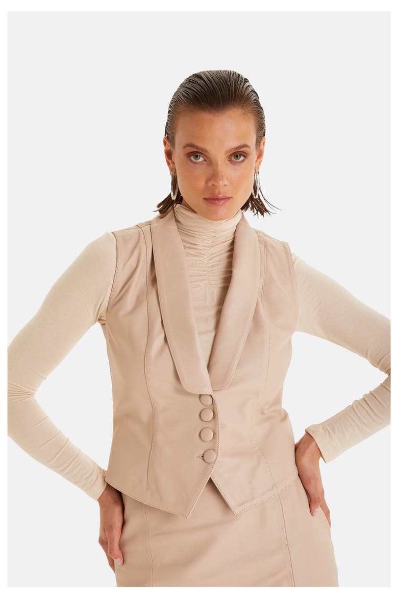 Laura Leather Vest, Main, color, Beige