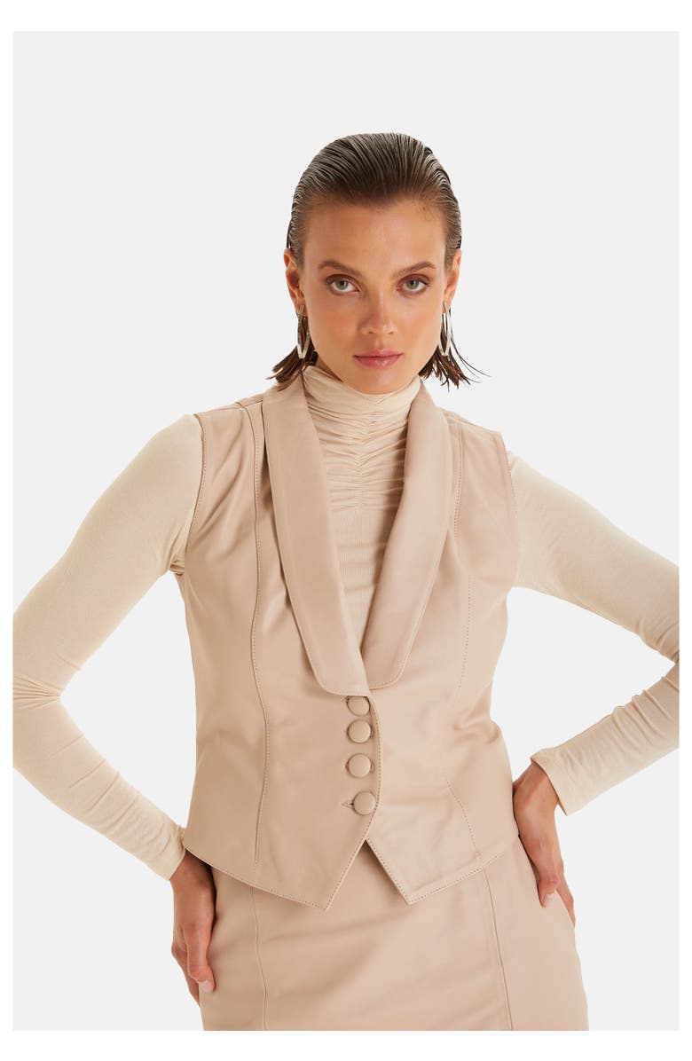 Furniq UK Laura Leather Vest, Main, color, Beige