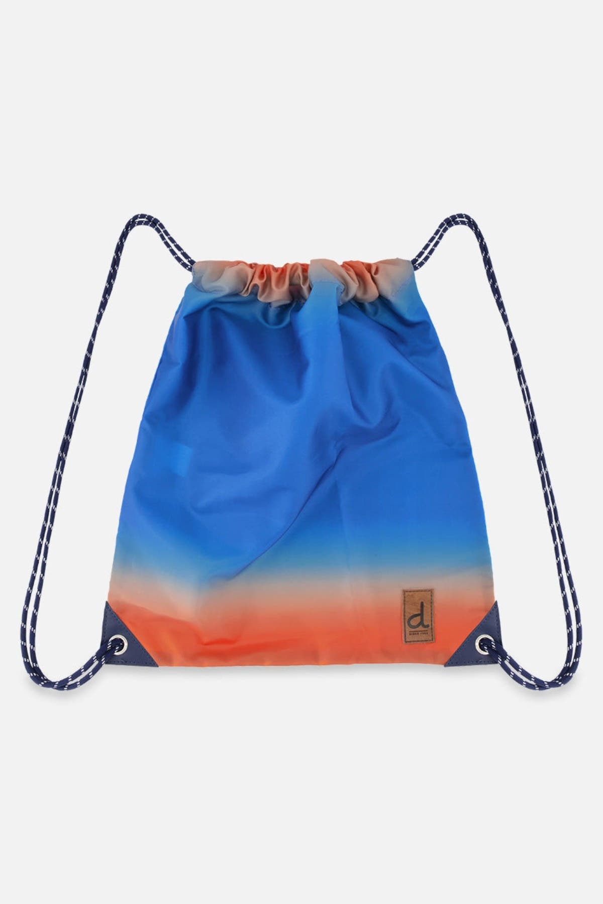 Deux par Deux Gradient Lightweight Durable Spacious Drawstring Bag, Main, color, Blue And Orange Gradient