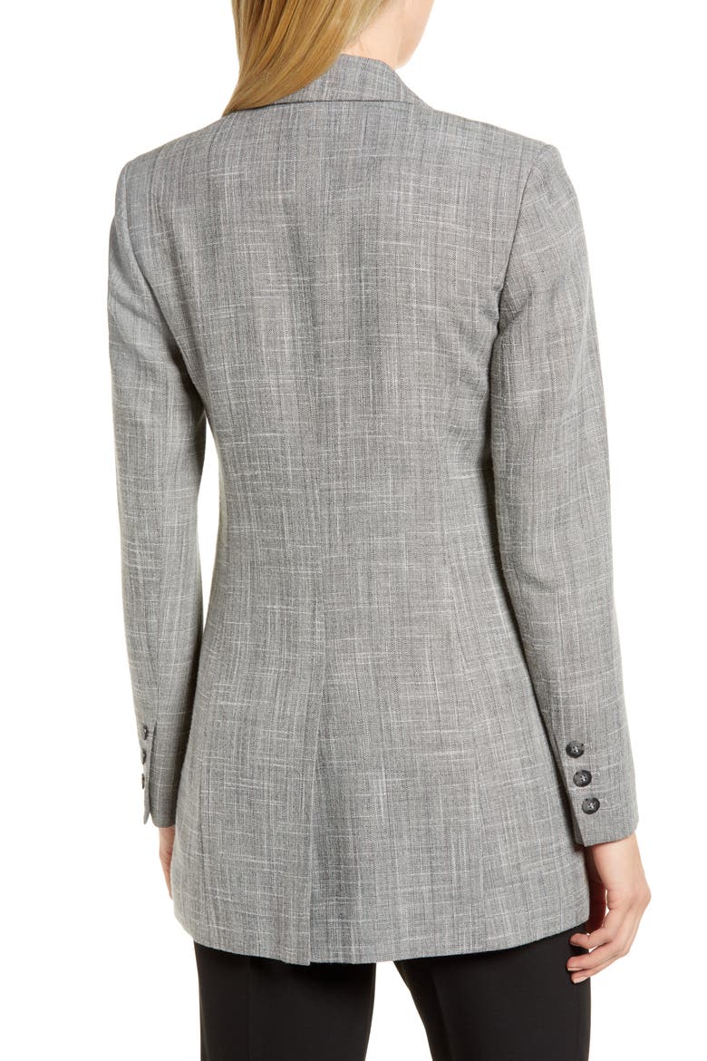 Long Herringbone Blazer, Alternate, color, BLACK- IVORY SLUB PATTERN