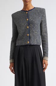 Balmain Glitter Fringe Tweed Cardigan