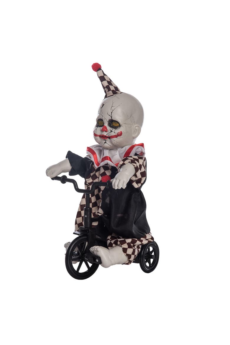 Scary Clown On Bike Movable Figurine, Main, color, Black