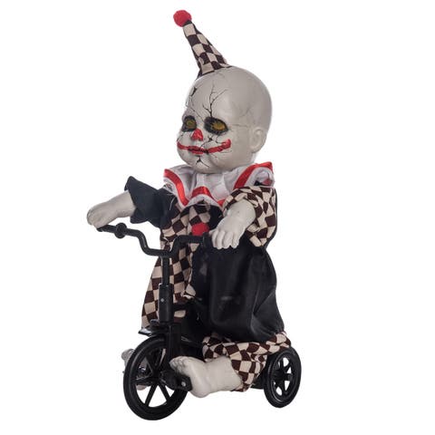 Scary Clown On Bike Movable Figurine