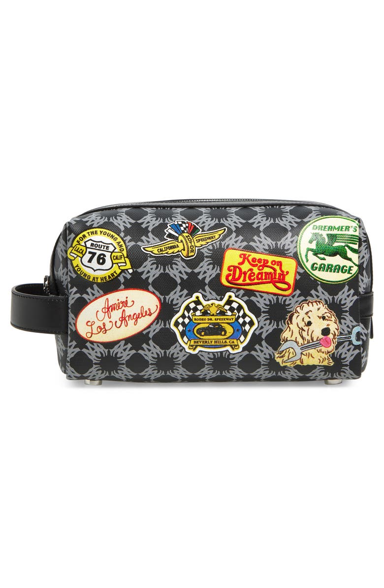 AMIRI Station Patch Coated Canvas Dopp Kit, Alternate, color,