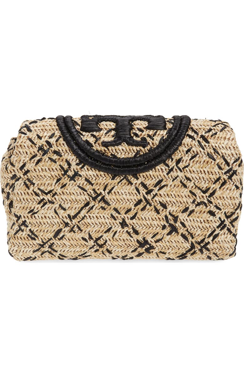 Tory Burch Small Fleming Straw Clutch, Alternate, color,