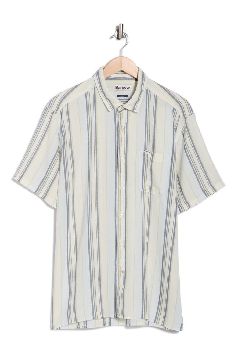 Westsand Regular Fit Stripe Short Sleeve Button-Up Shirt, Alternate, color, BLEACHED BLUE