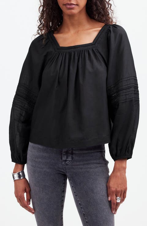 Square Neck Long Sleeve Top