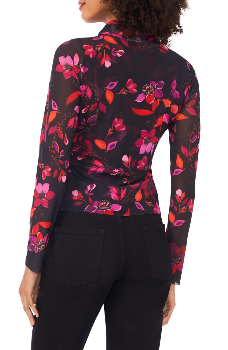 Parker Floral Mesh Mock Neck Long Sleeve Top, Alternate, color, Rich Black