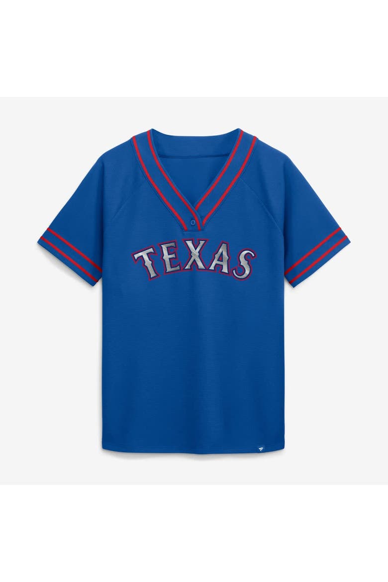 Women's Fanatics Royal Texas Rangers Diva Race Ahead Raglan V-Neck T-Shirt, Alternate, color, Royal