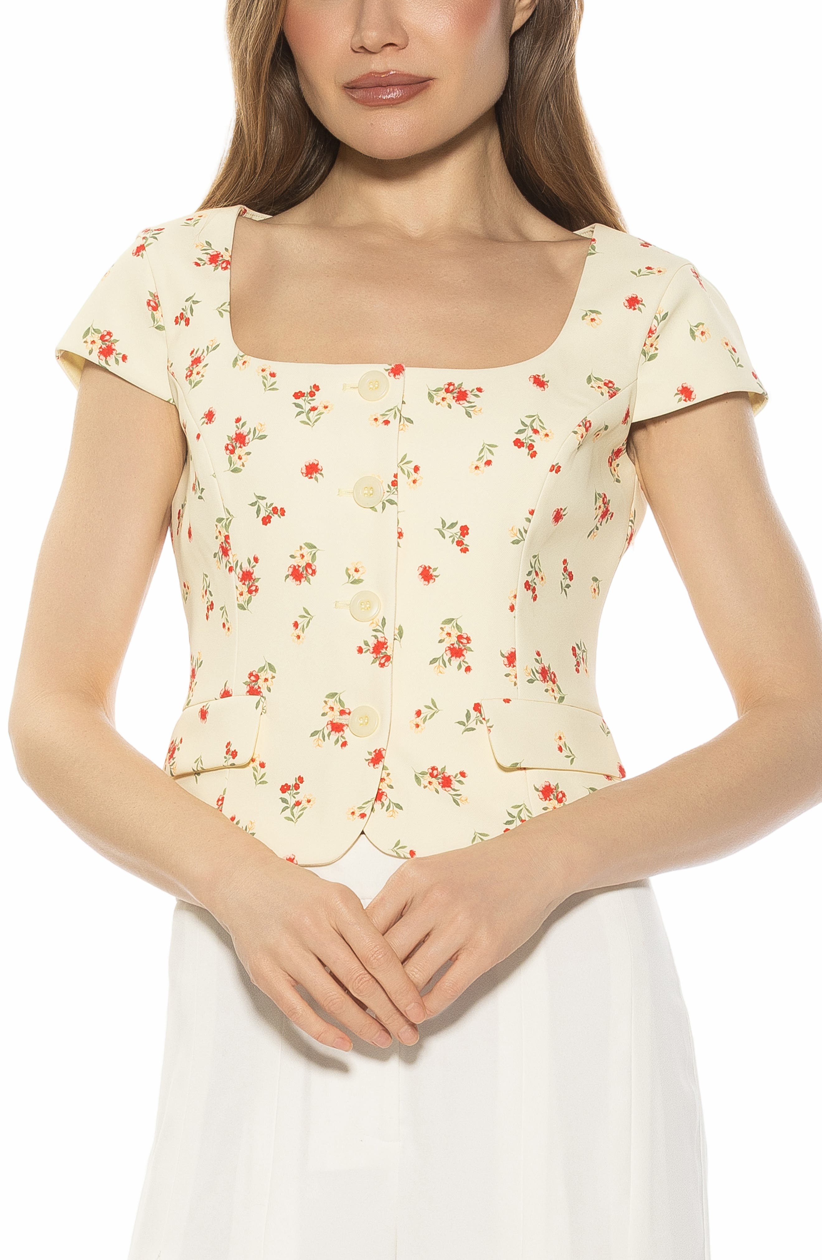 Cap Sleeve Button-Up Top - image 5