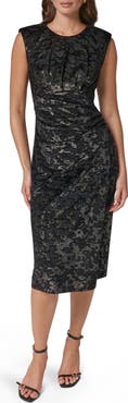 Donna Karan New York Metallic Jacquard Sleeveless Sheath Dress