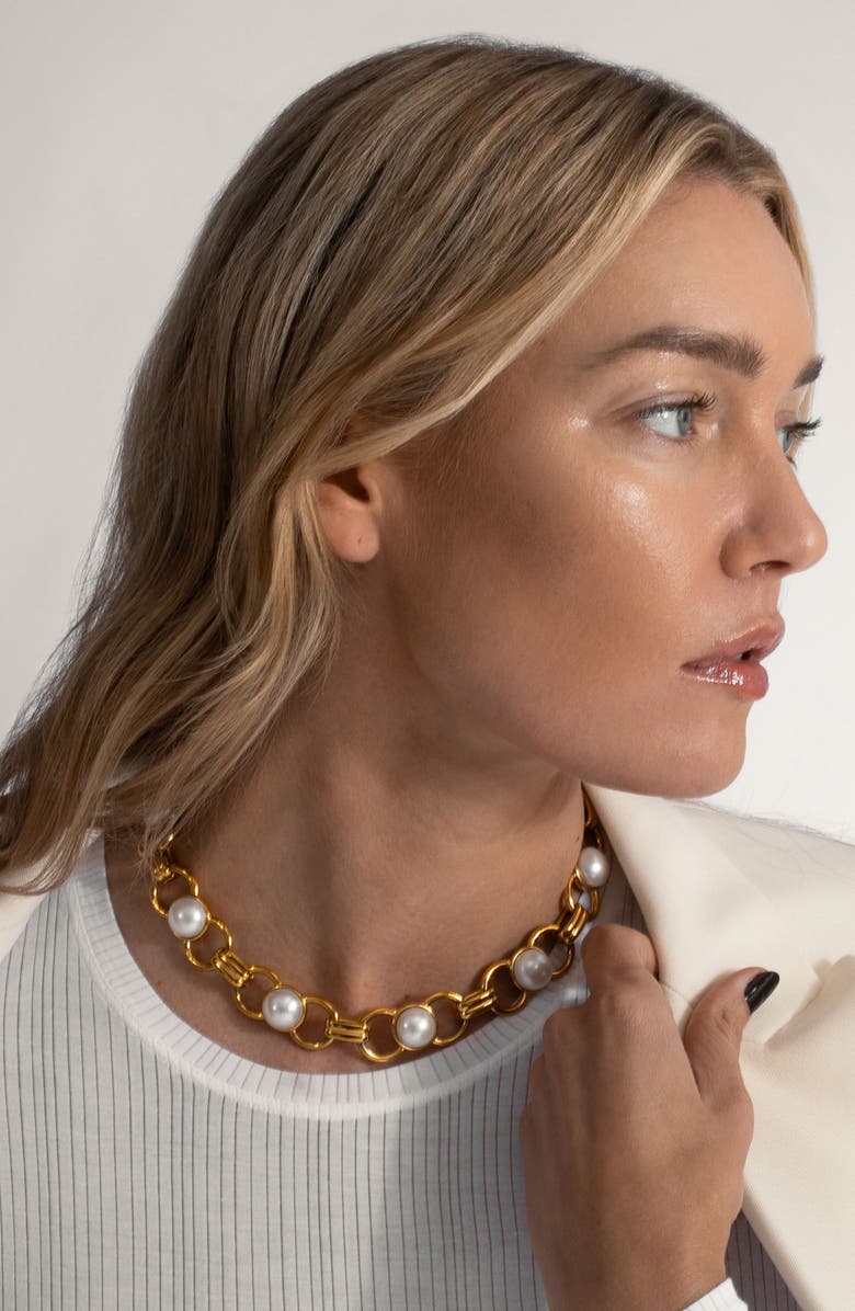 st. Moran Freshwater Pearl Station Necklace, Alternate, color, White